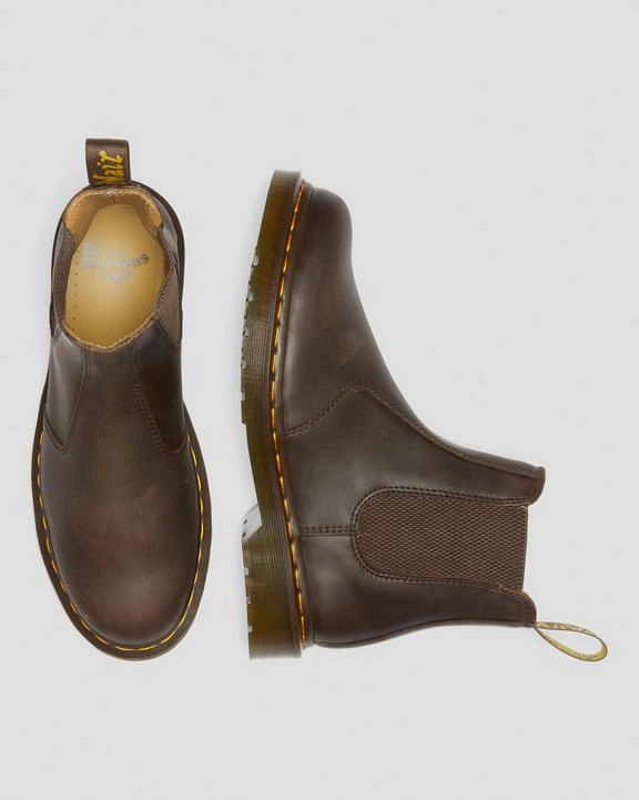 Caslon Chelsea Boots 2976 Yellow Stitch Crazy Horse Leather Chelsea Boots - Dark Brown - Mens