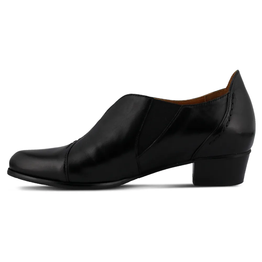 Slip On Wedge Sandals Spring Step Melbourne Black Leather Shoe (Women's)