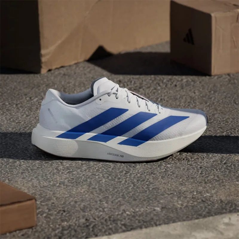Running With Toe Shoes adidas Adizero Evo SL Men's Running Shoe - Cloud White/Royal Blue/Pure Ruby