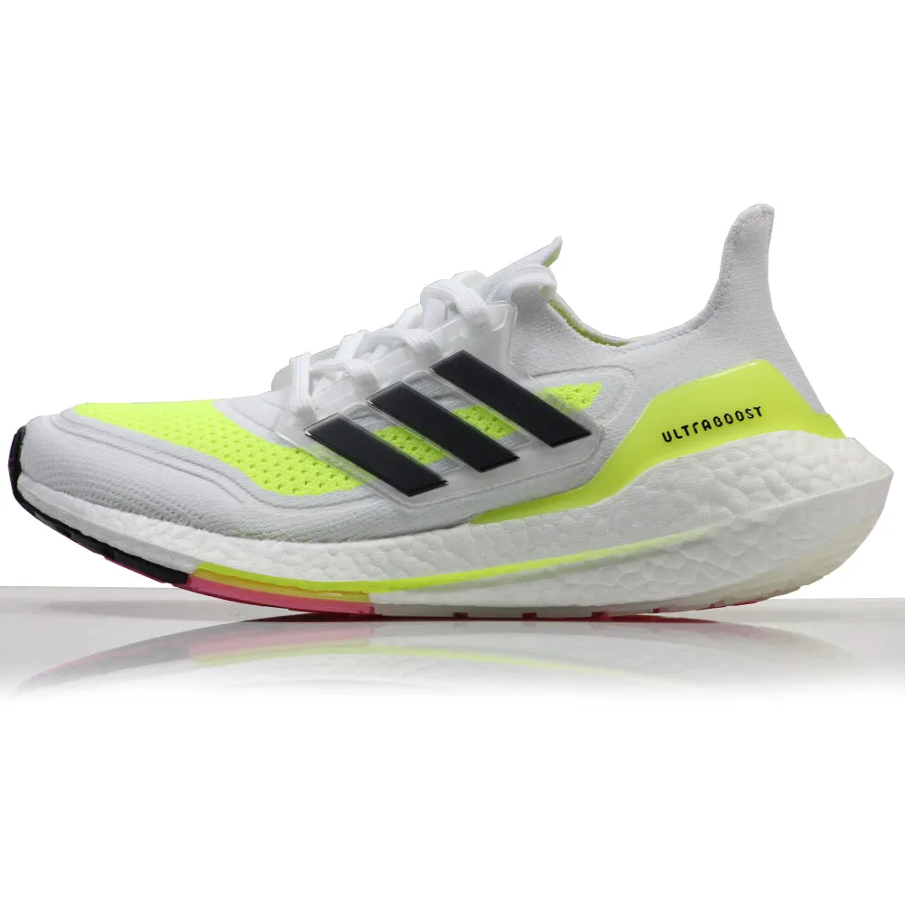 Adidas UltraBoost 21 Men's Running Shoe - Cloud White/Core Black/Solar Yellow Gel Kayano 28 Running Shoes