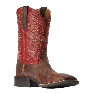 Ariat Men's Sport Pardner Matte Brown & Red Square Toe Boots 10042391 Anderson Cowgirl Boots
