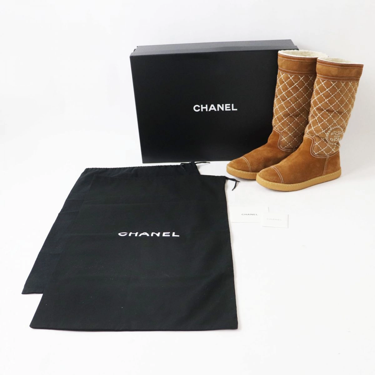 Chanel Suede Long Mouton Boots COCO Mark Best Waterproof Boots