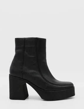 Agathe platform ankle boots in black leather women's shoes Ankle Boots No Heel
