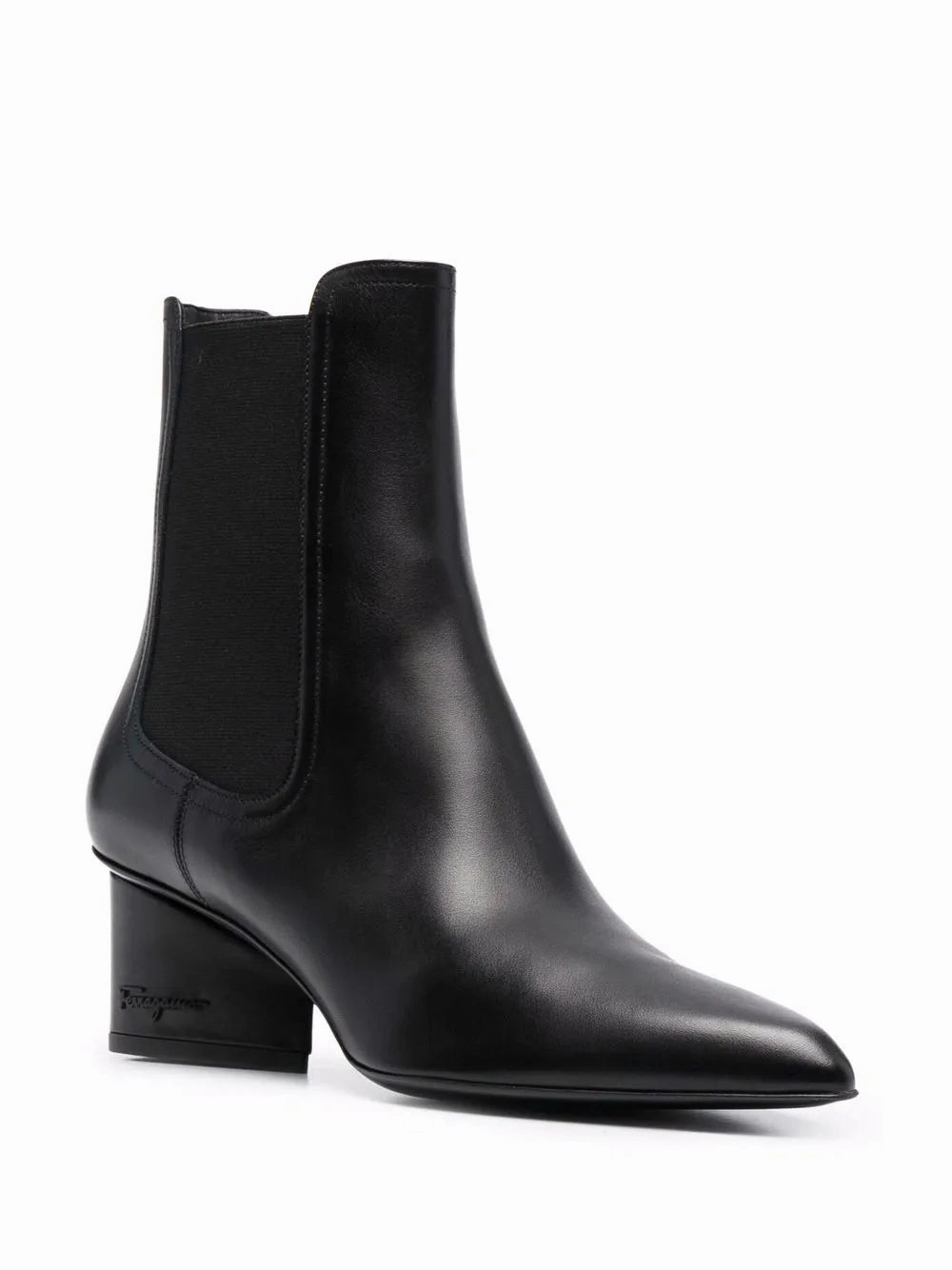 Ferragamo Logo-Embossed Heel Chelsea Boots Furry Heel Boots