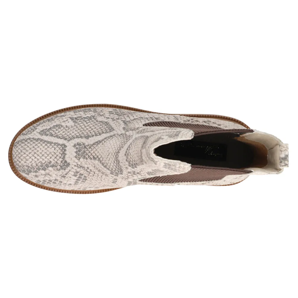 Light Weight Hiking Boots Albany Snake Round Toe Lug Sole Chelsea Boots