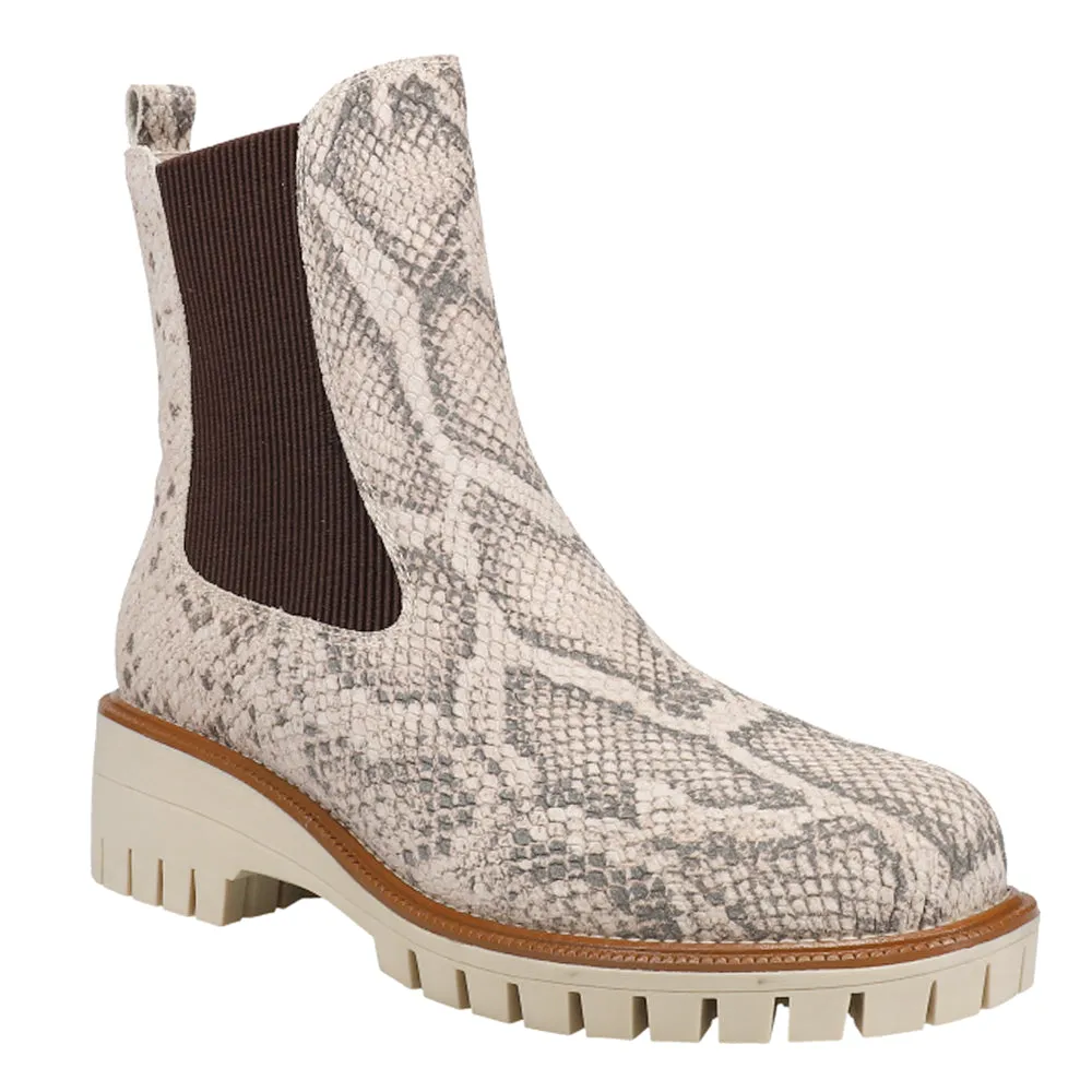 Albany Snake Round Toe Lug Sole Chelsea Boots Skateboard Boots