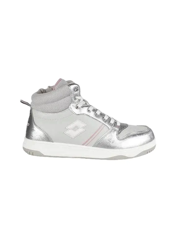 Lotto Scarpa da ginnastica da ragazza alta con Zip Rocket AMF Metal 218173 9F2 mushroom gray-white-silver Leather Platform Sneakers