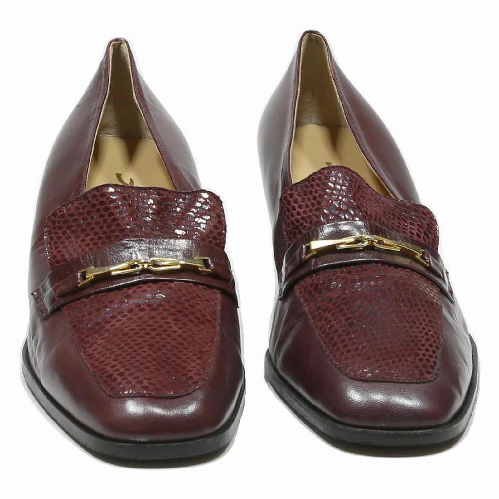 ALFIE Womens Leather Block Heel Shoes Burgundy UK 7 Classic Formal Loafers Swims Loafers Sizing