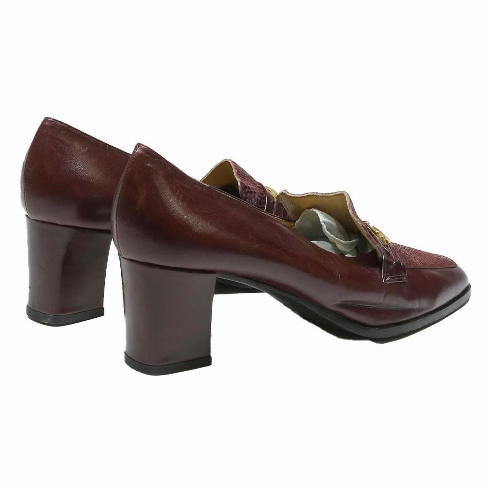 Sneaker Loafers ALFIE Womens Leather Block Heel Shoes Burgundy UK 7 Classic Formal Loafers