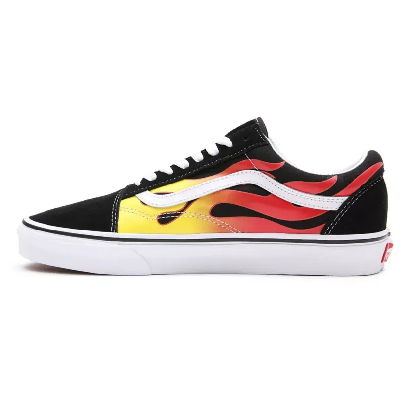 Vans scarpa sneakers da adulto con stampa fiammata Old Skool Flame VN0A38G1PHN1 nero-bianco-fiamme Gear Light Up Sneakers