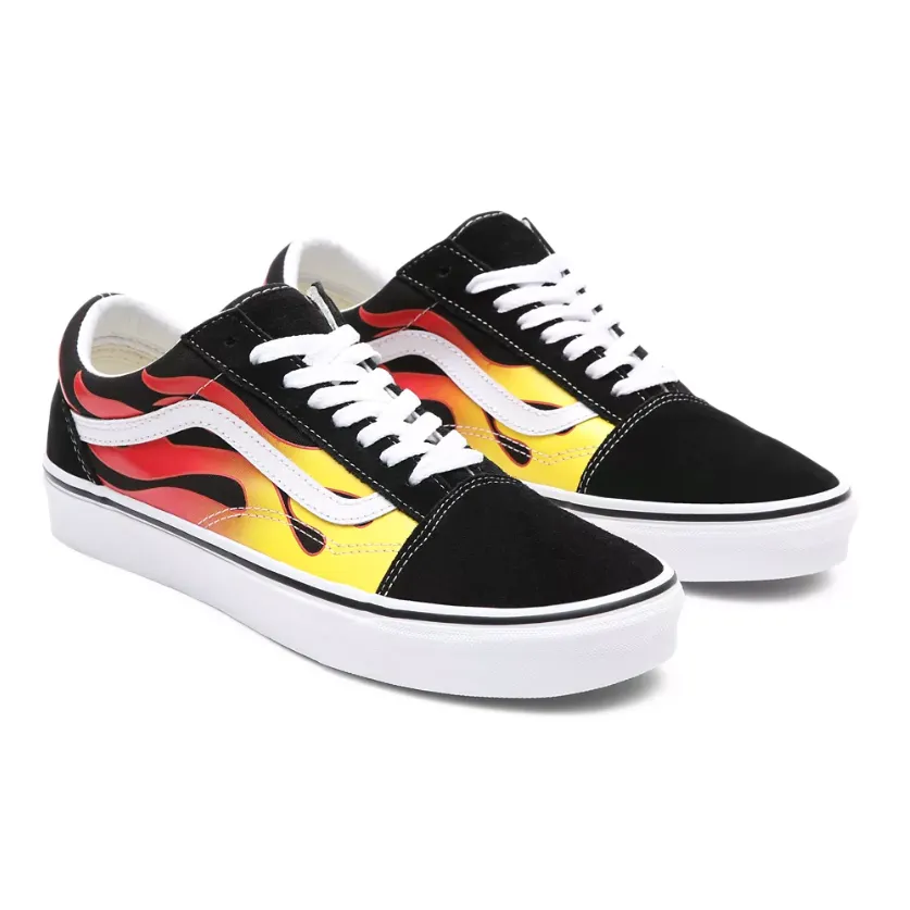 Ufc Sneakers Vans scarpa sneakers da adulto con stampa fiammata Old Skool Flame VN0A38G1PHN1 nero-bianco-fiamme