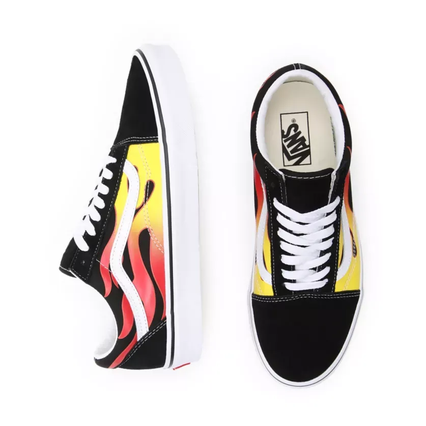 Vans scarpa sneakers da adulto con stampa fiammata Old Skool Flame VN0A38G1PHN1 nero-bianco-fiamme Wizard Of Oz Sneakers