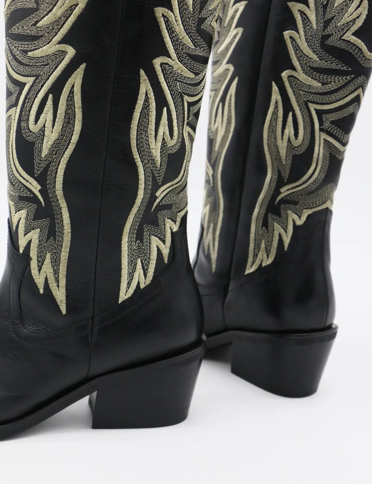 Dramen western cowboy boots in black leather womens shoes Grainger Work Boots