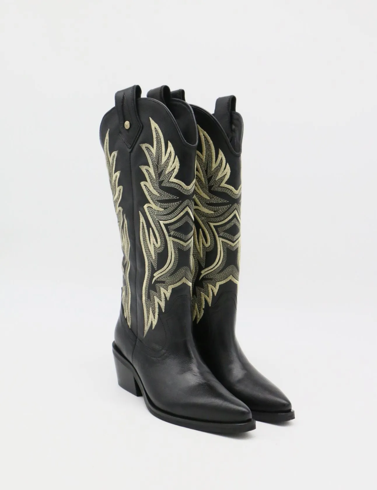 Dramen western cowboy boots in black leather womens shoes Lite Boots