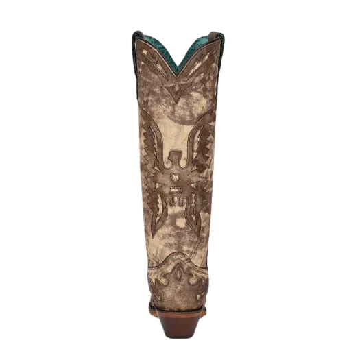 Corral Ladies Eagle Overlay Snip Toe Taupe Brown Tall Boots A4303 Rodeo Cartie Boots