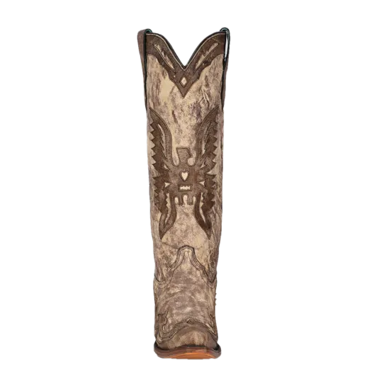 Corral Ladies Eagle Overlay Snip Toe Taupe Brown Tall Boots A4303 Georgia Safety Toe Boots