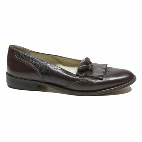 T Bar Loafers BALLY Womens Brown Leather Loafers UK 5.5 Classic Tassel Detail Elegant Fit
