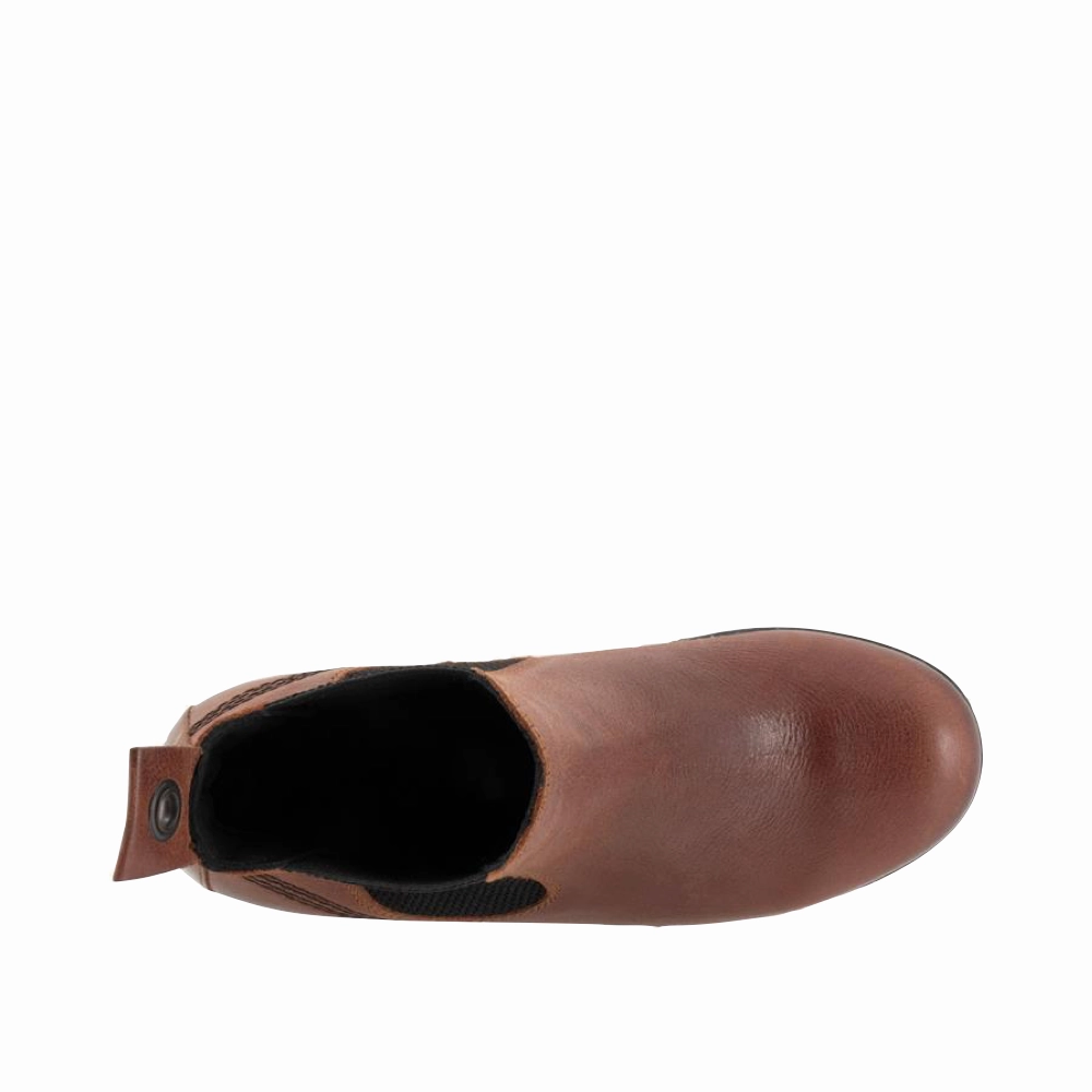 Bueno Women's Florida Leather Pull On Heeled Chelsea Boot in Rust Roper Western Boots