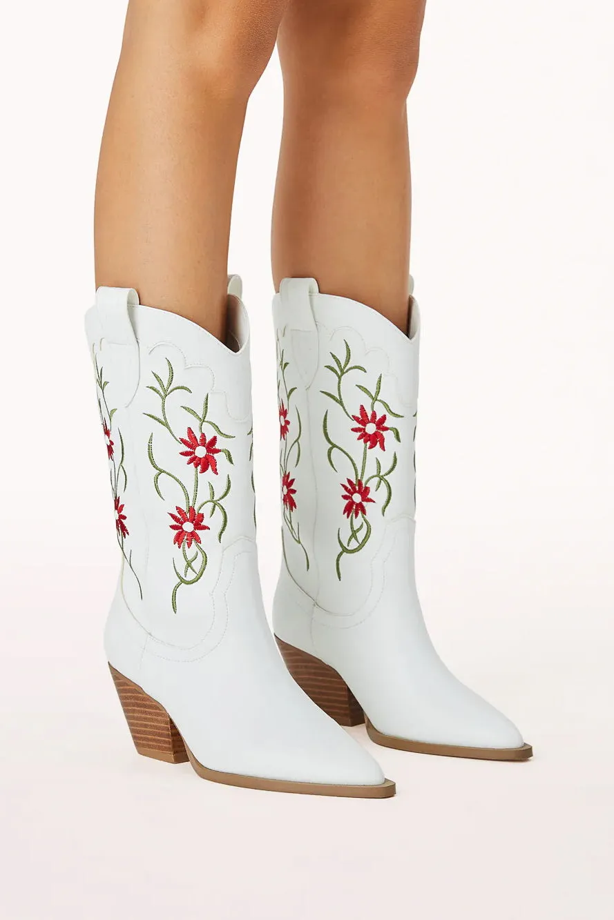 Allison Floral Embroidered Western Boot Low Cowboy Boots