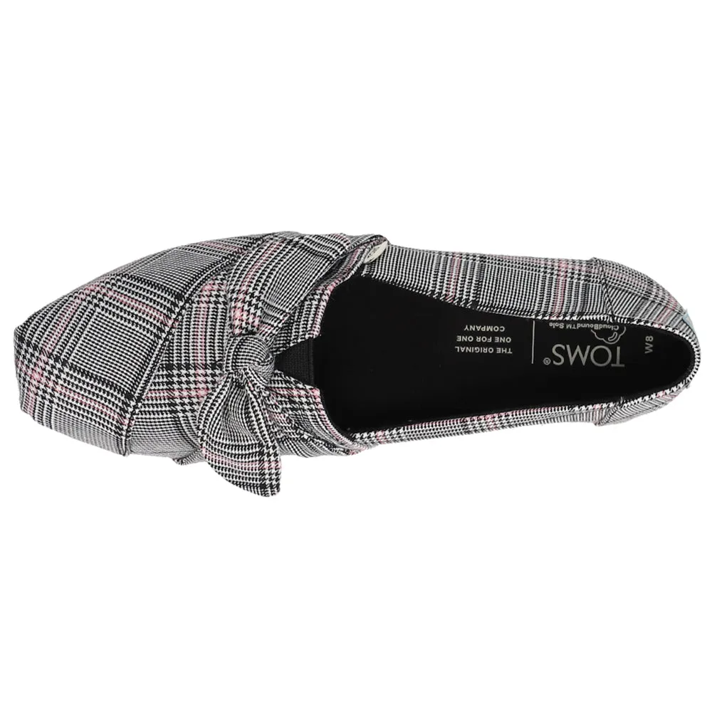 Slip On Kitten Heel Mules Alpargata Bow Plaid Tie Slip On Flats