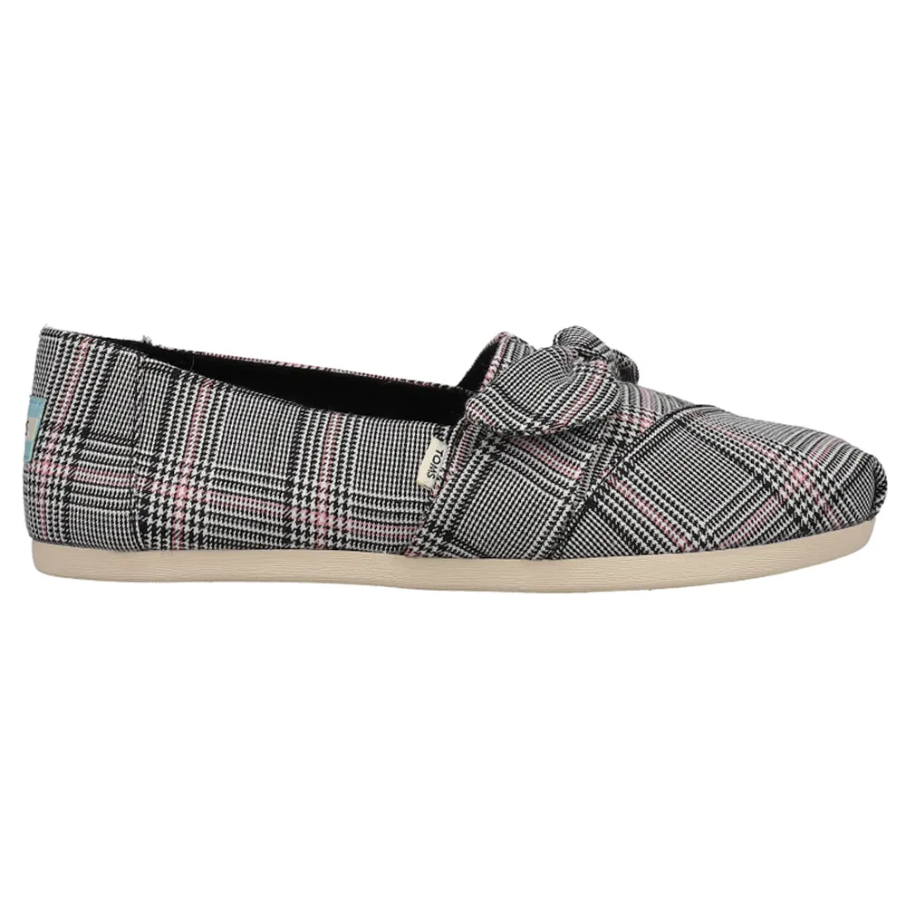 Perforated Slip On Sneakers Alpargata Bow Plaid Tie Slip On Flats