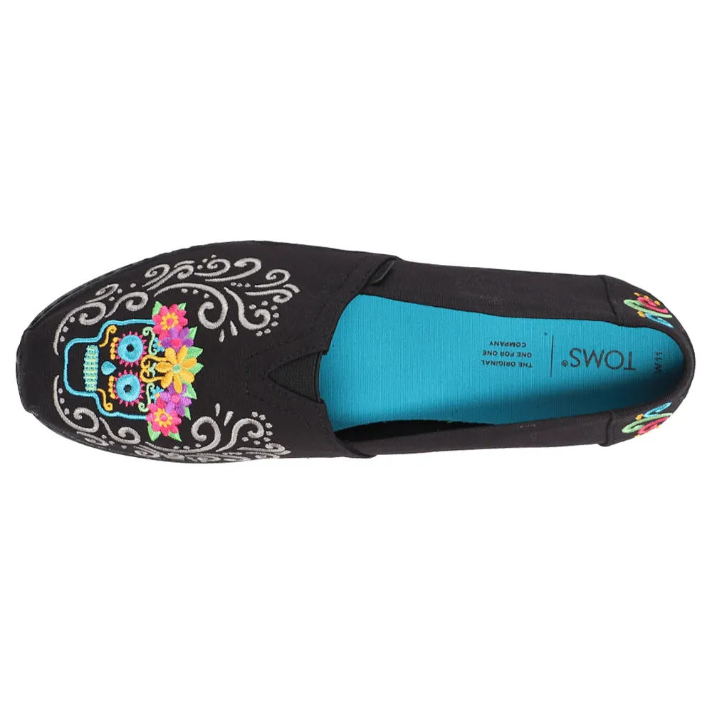 Womens Slip On Vans Black > Slip On Alpargata Embroidered Floral Floral Slip On Flats