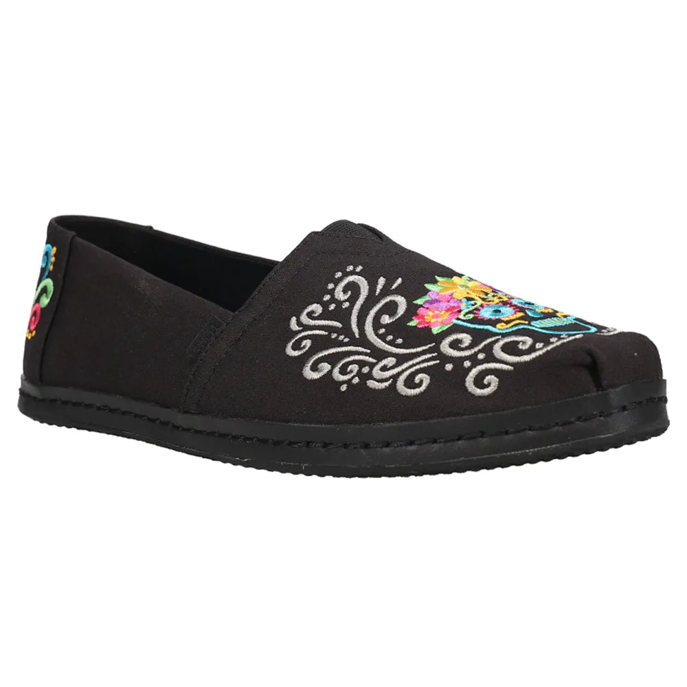 Alpargata Embroidered Floral Floral Slip On Flats Slip On Wide Shoes