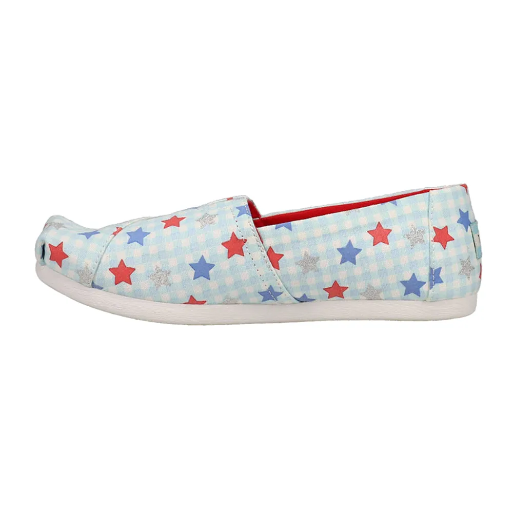Alpargata Stars-Plaid Patriotic Slip On Flats Light Gray Slip Ons