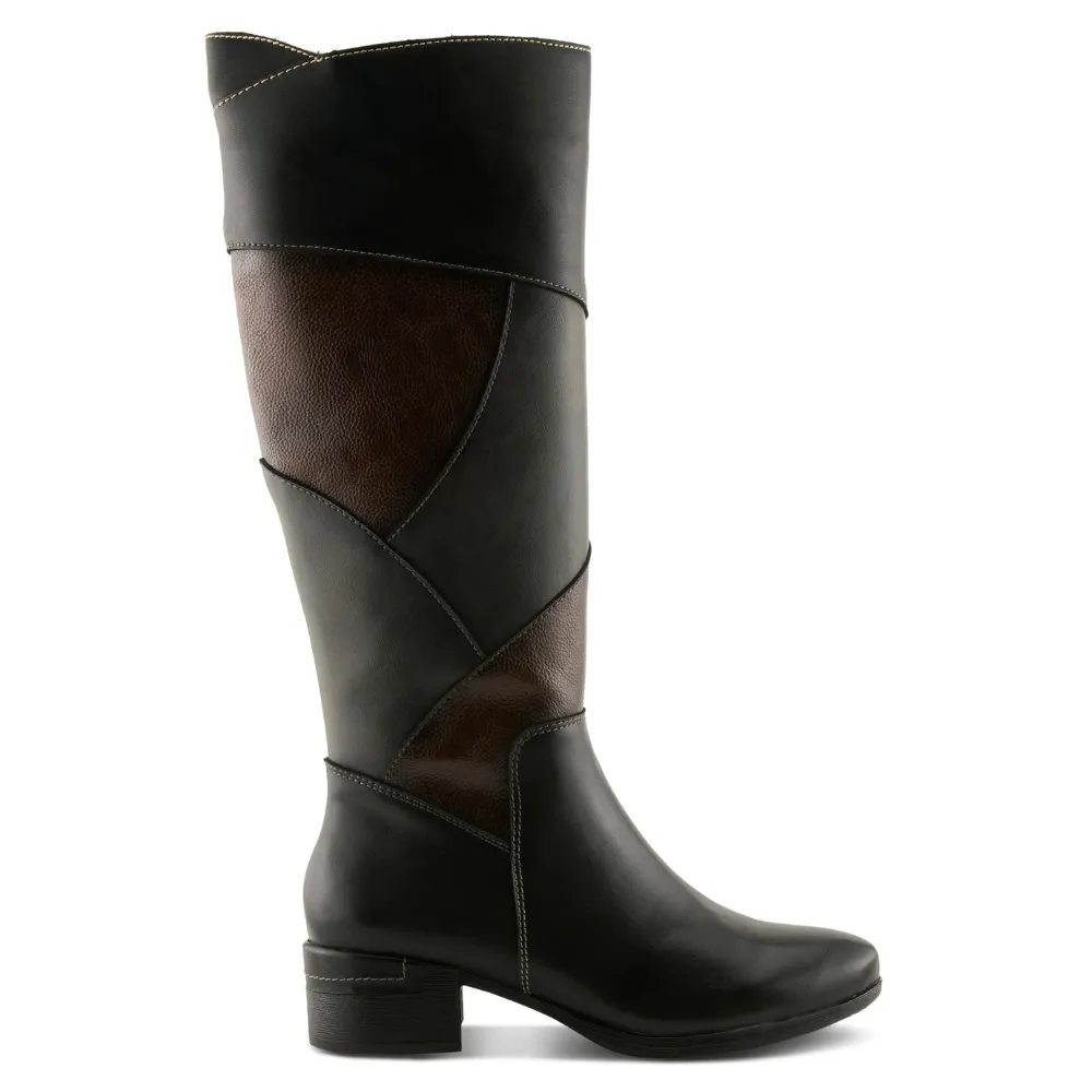 Ladder Boots Spring Step Patchwork Black Multi Leather Tall Boot (Women's)