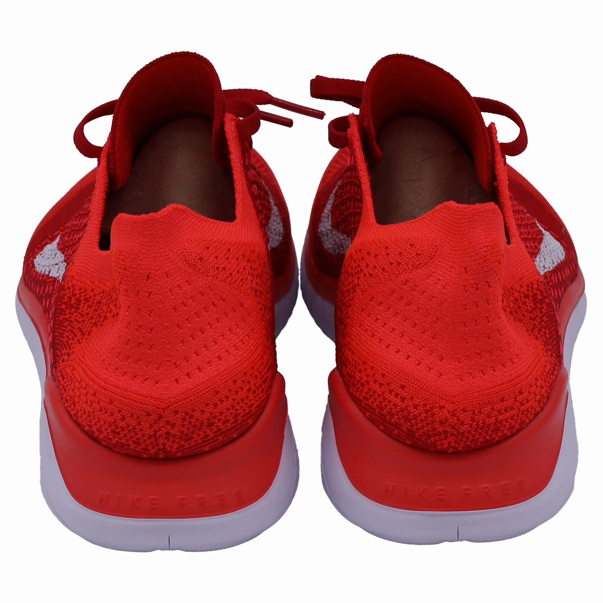Nike Free RN Flyknit Sneakers in Red Bright Crimson Polyester Silver Sneakers Membership