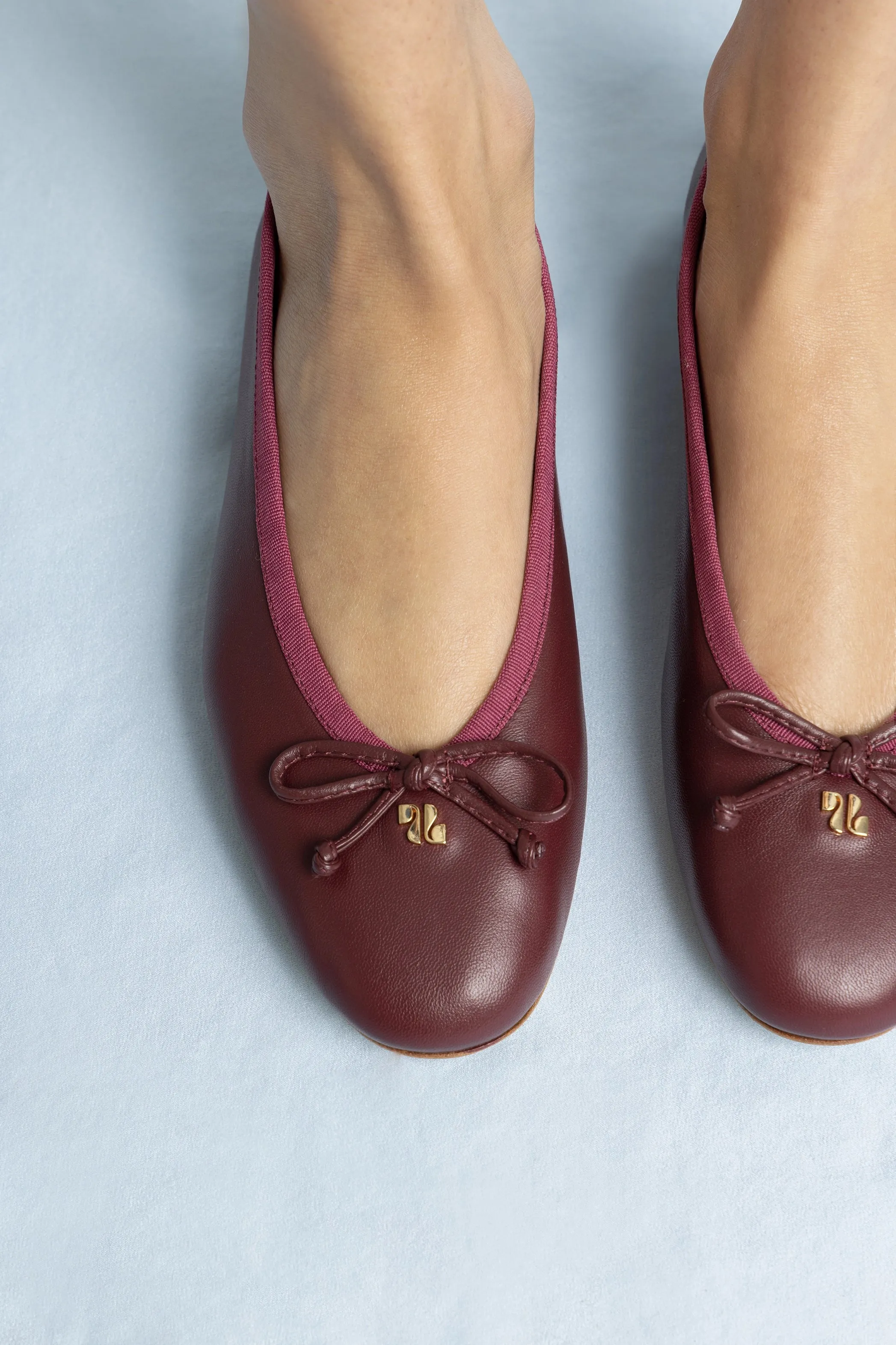 Printed Flat Shoes Pavlova Ballet Flat In Burgundy Leather