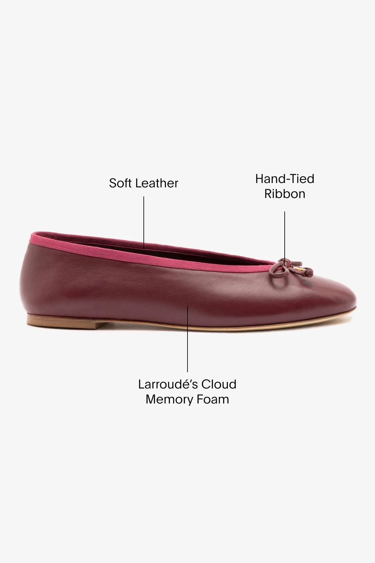 Pavlova Ballet Flat In Burgundy Leather Ugly Flat Shoes