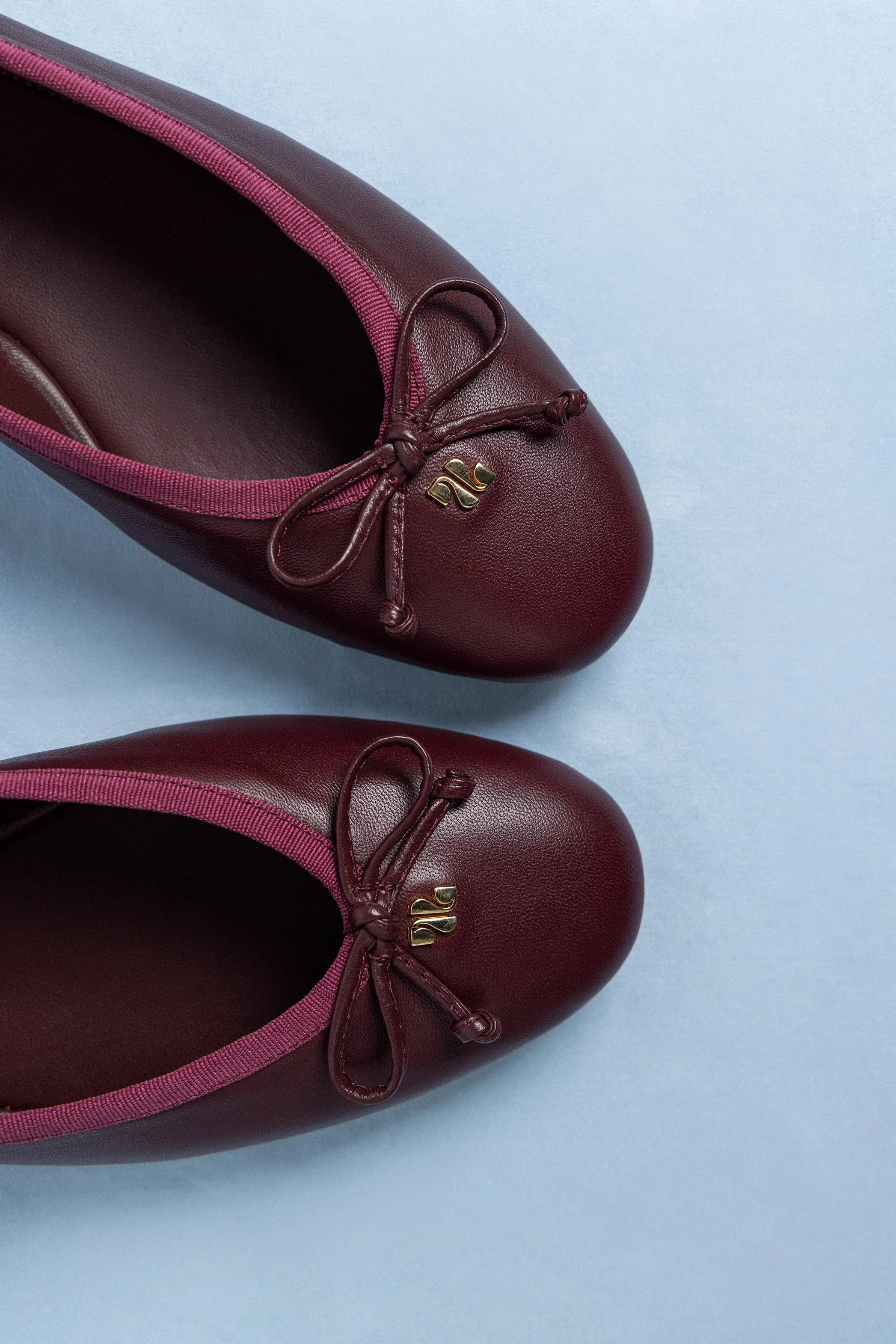Pavlova Ballet Flat In Burgundy Leather Football Flat Shoes