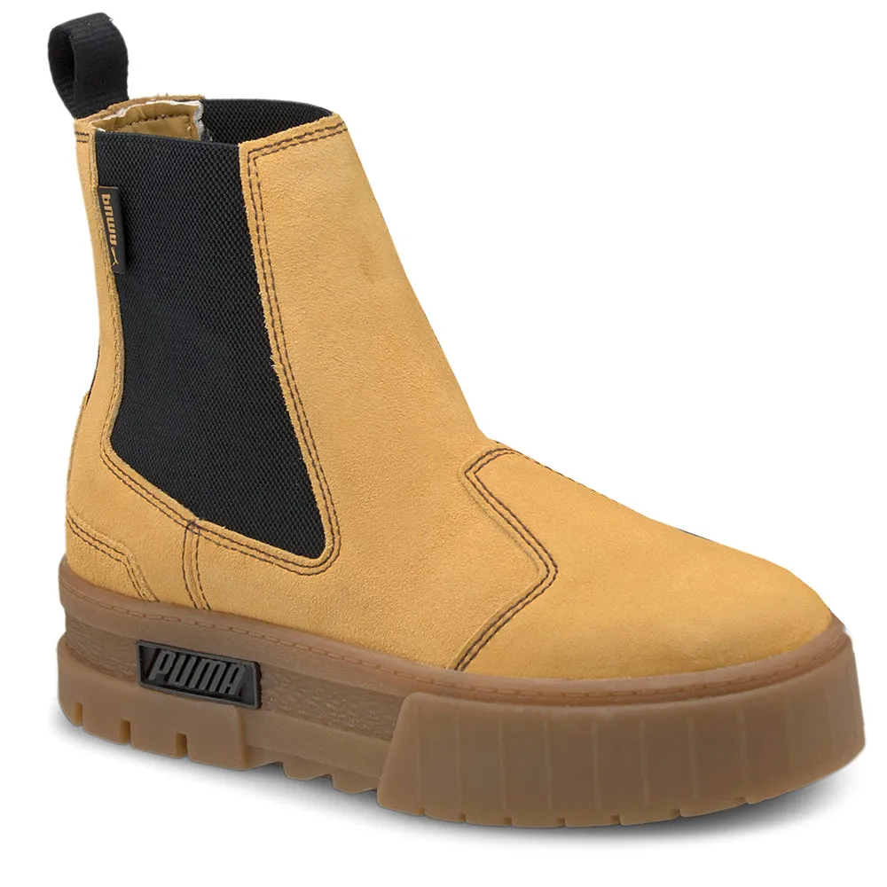 Dr Marten Thigh Boots Mayze Suede Round Toe Platform Chelsea Boots