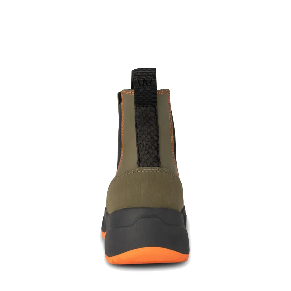 Woden Women's Siri Waterproof Pull On Boot in Dark Olive Burton Boots