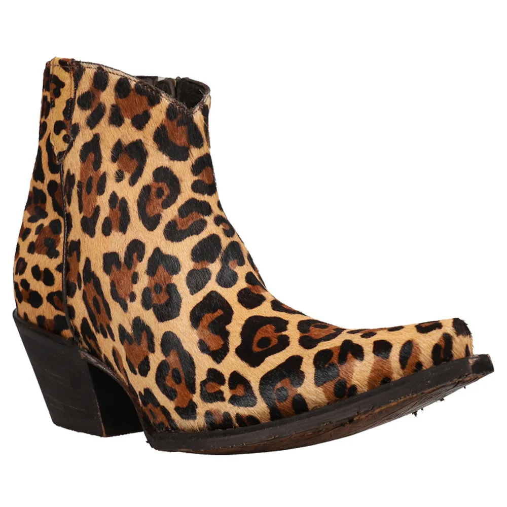 Anahi Leopard Print Snip Toe Zippered Cowboy Booties Hunter Snow Boots