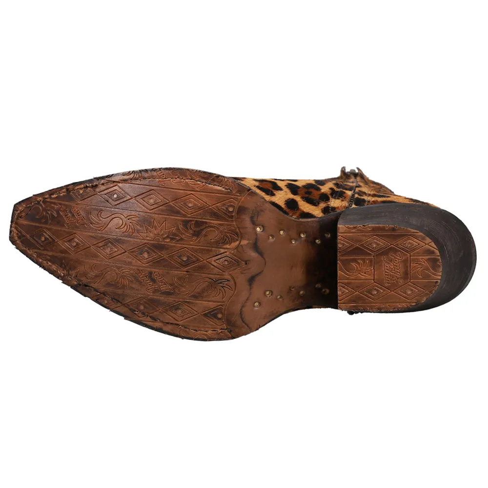 Cowboy Boots Wedding Anahi Leopard Print Snip Toe Zippered Cowboy Booties