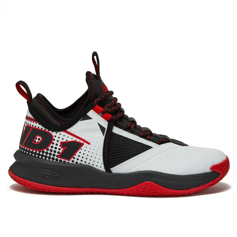 And-1 Men's Charge White/Black/Red Basketball Shoes Zero Drop Basketball Shoes