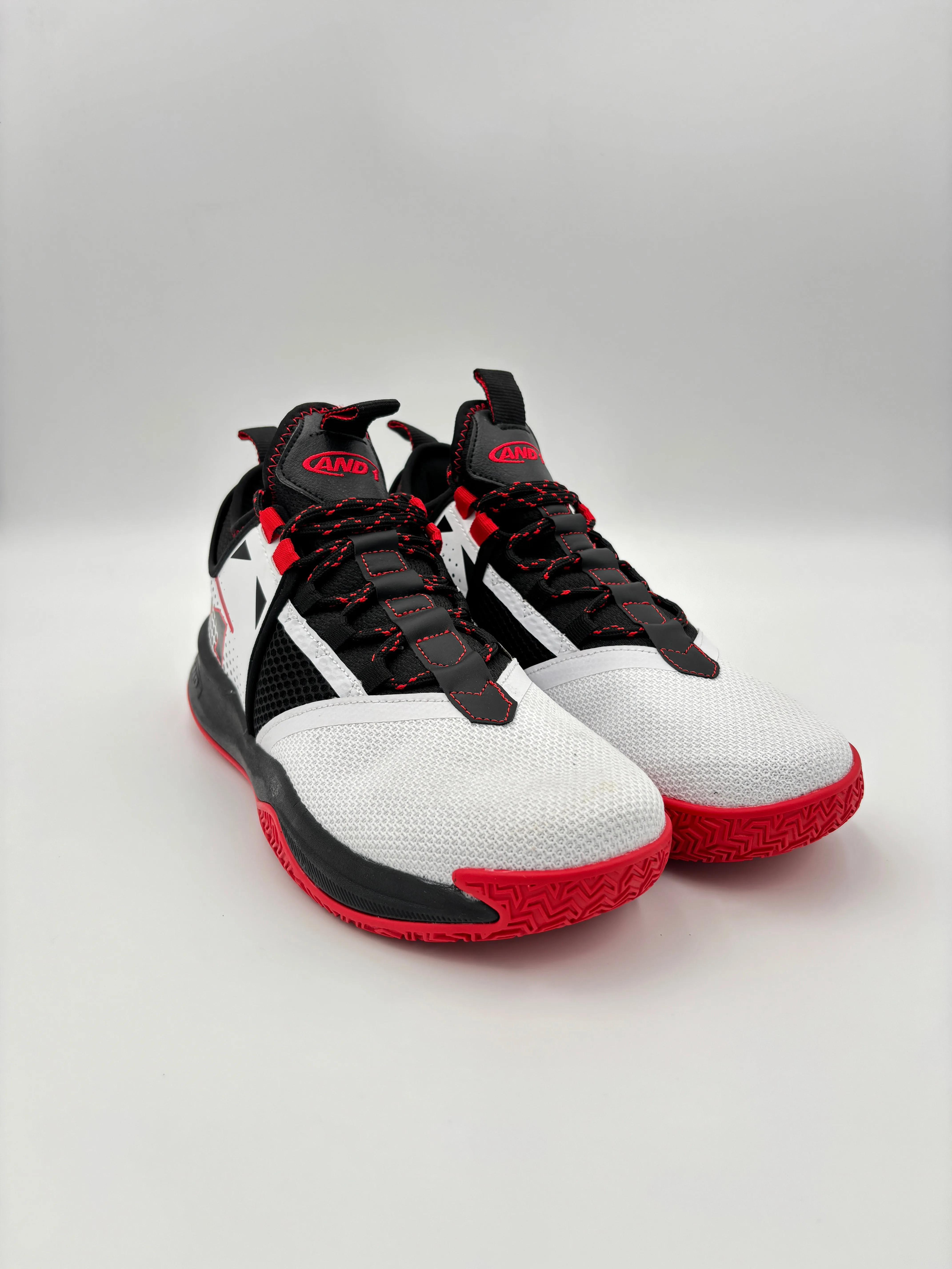 And-1 Men's Charge White/Black/Red Basketball Shoes Exotic Basketball Shoes