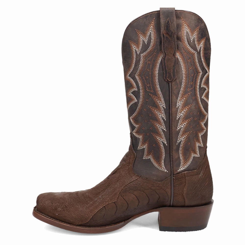 Bovver Boots Anders Embroidered Ostrich Square Toe Cowboy Boots