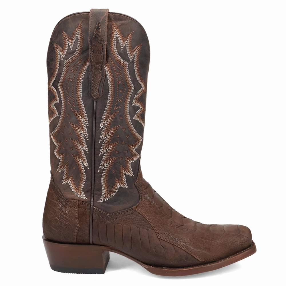 Anders Embroidered Ostrich Square Toe Cowboy Boots Best Roper Boots