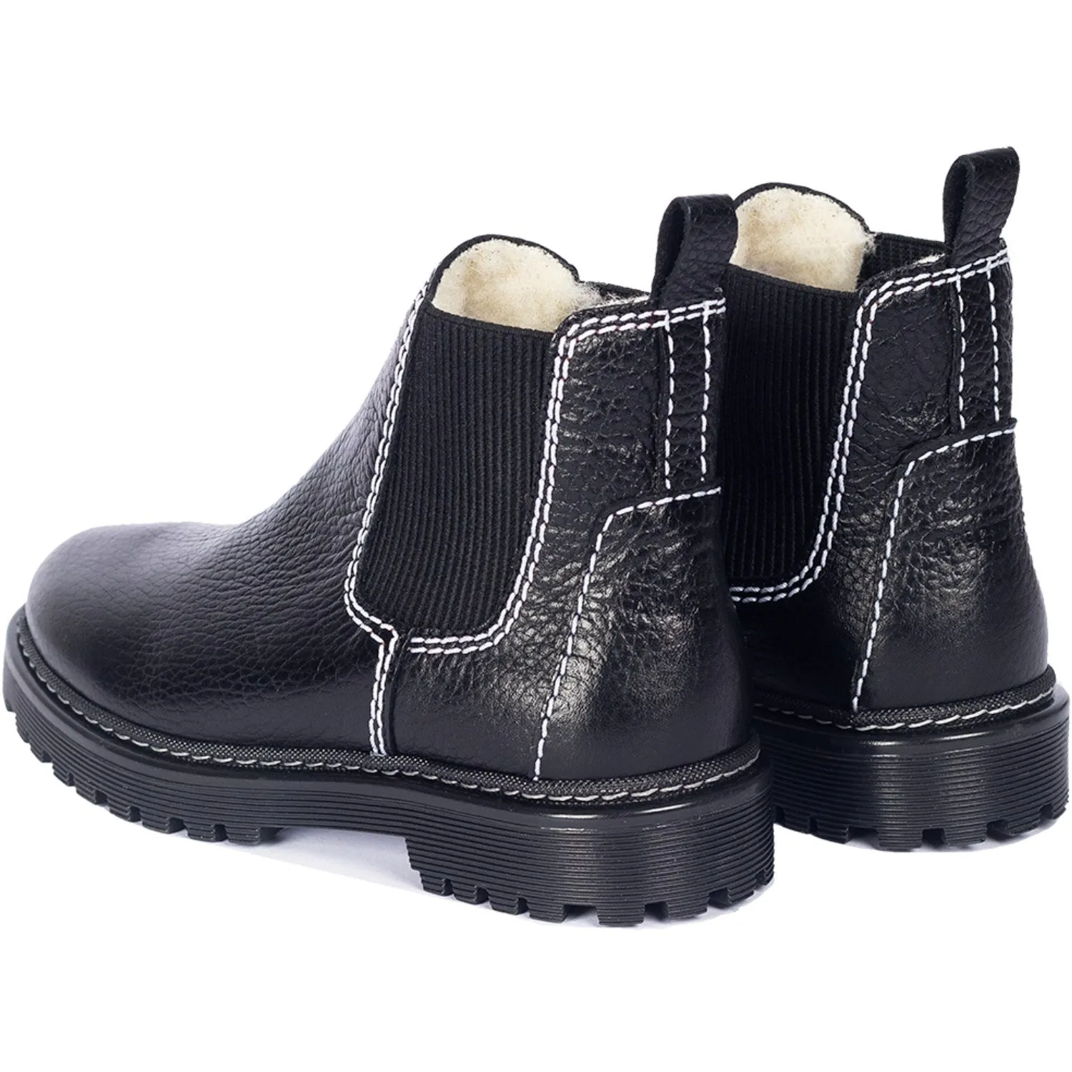 Business Casual With Cowboy Boots Angulus Black/Black Chelsea boot with soft wool lining