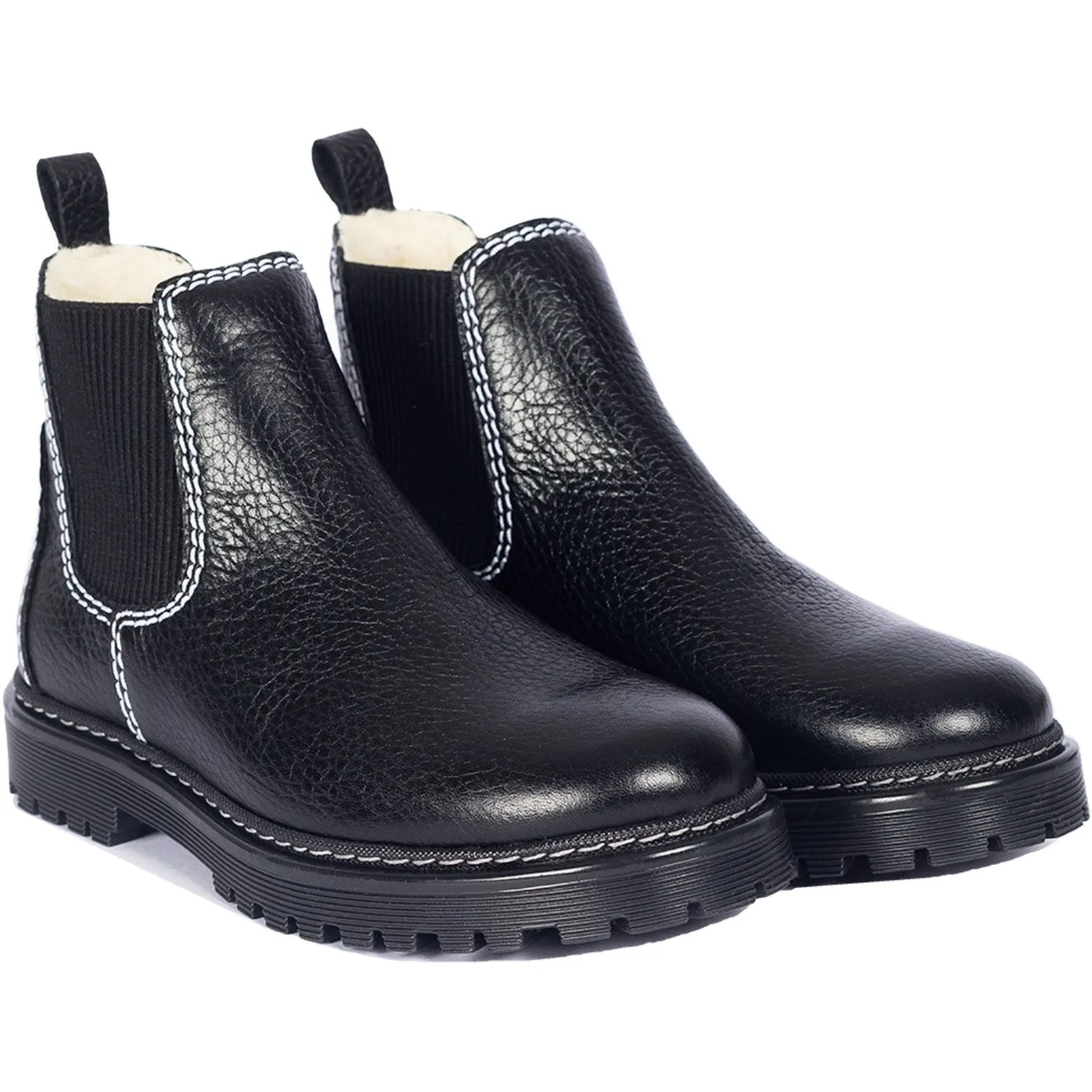 Dirtbike Boots Angulus Black/Black Chelsea boot with soft wool lining
