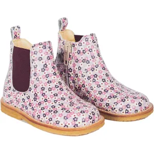 Angulus Heather Flowers/Bordeaux Classic Chelsea Boot with Elastic and Zipper Whites Boots