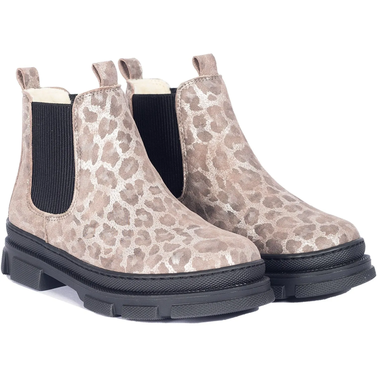 Kamik Snow Boots Angulus Silver Leo/Black Chelsea Boot with Elastic and Wool Lining