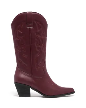 Clayton Cowboy Boot Bordeaux Knee High Boots Autumn