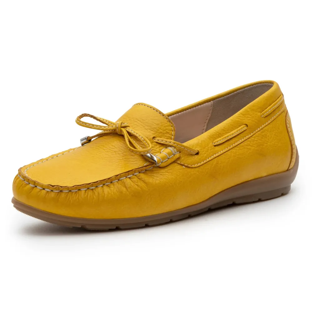 Slip On Style Ara Amarillo Yellow Calf Leather Moccasin (Women's)