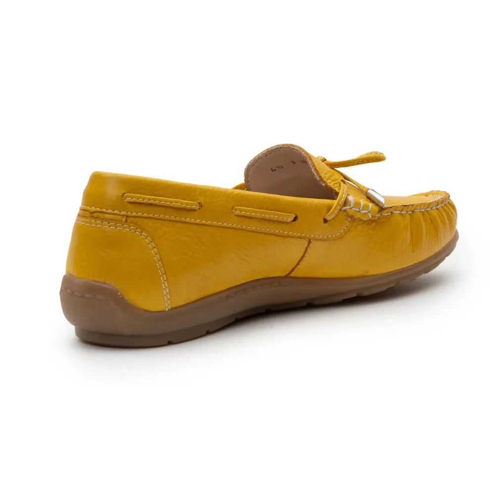 Ara Amarillo Yellow Calf Leather Moccasin (Women's) Low Profile Slip On Sneakers