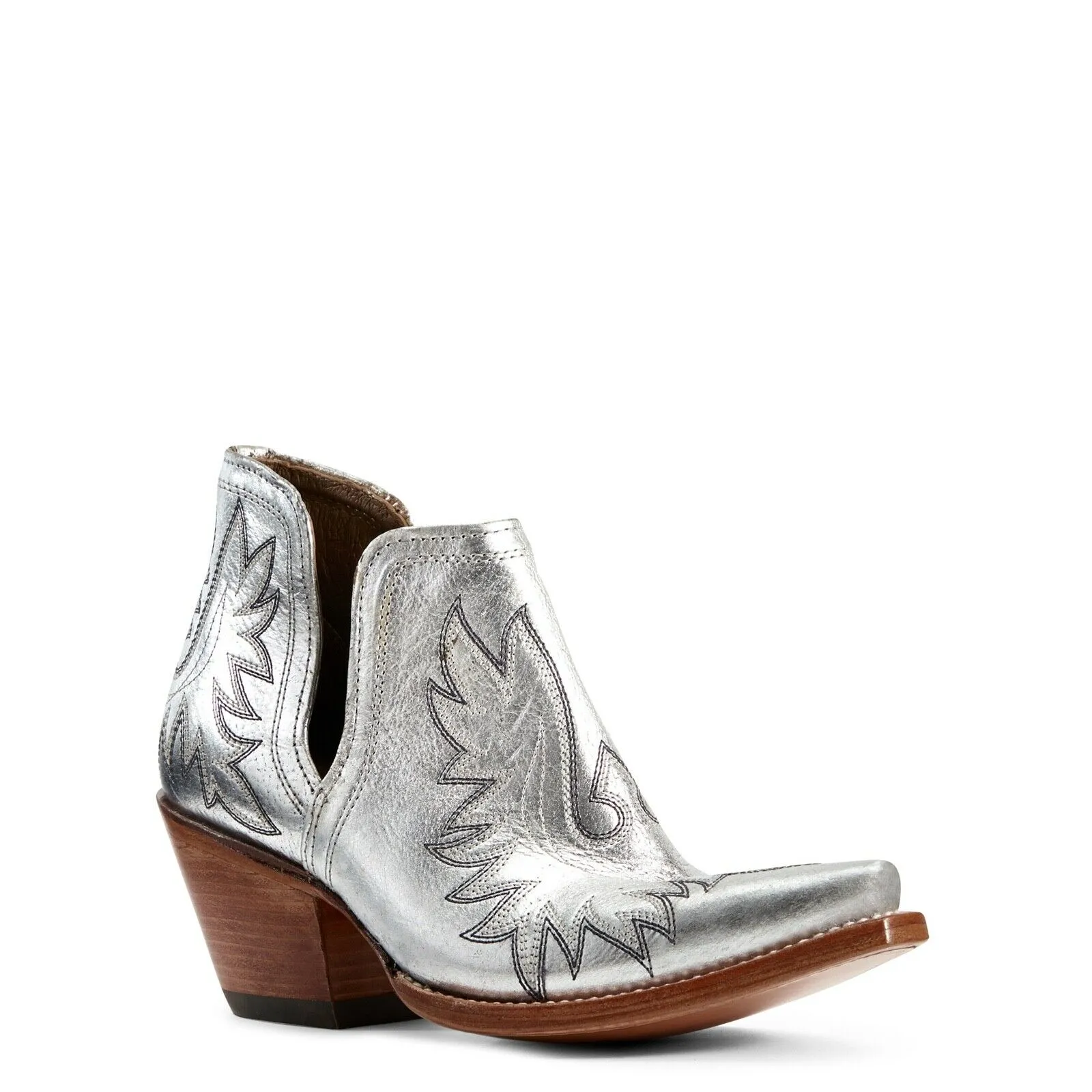 Ariat Ladies Dixon Silver Metallic Western Ankle Boots 10029652 Steel Toed Combat Boots