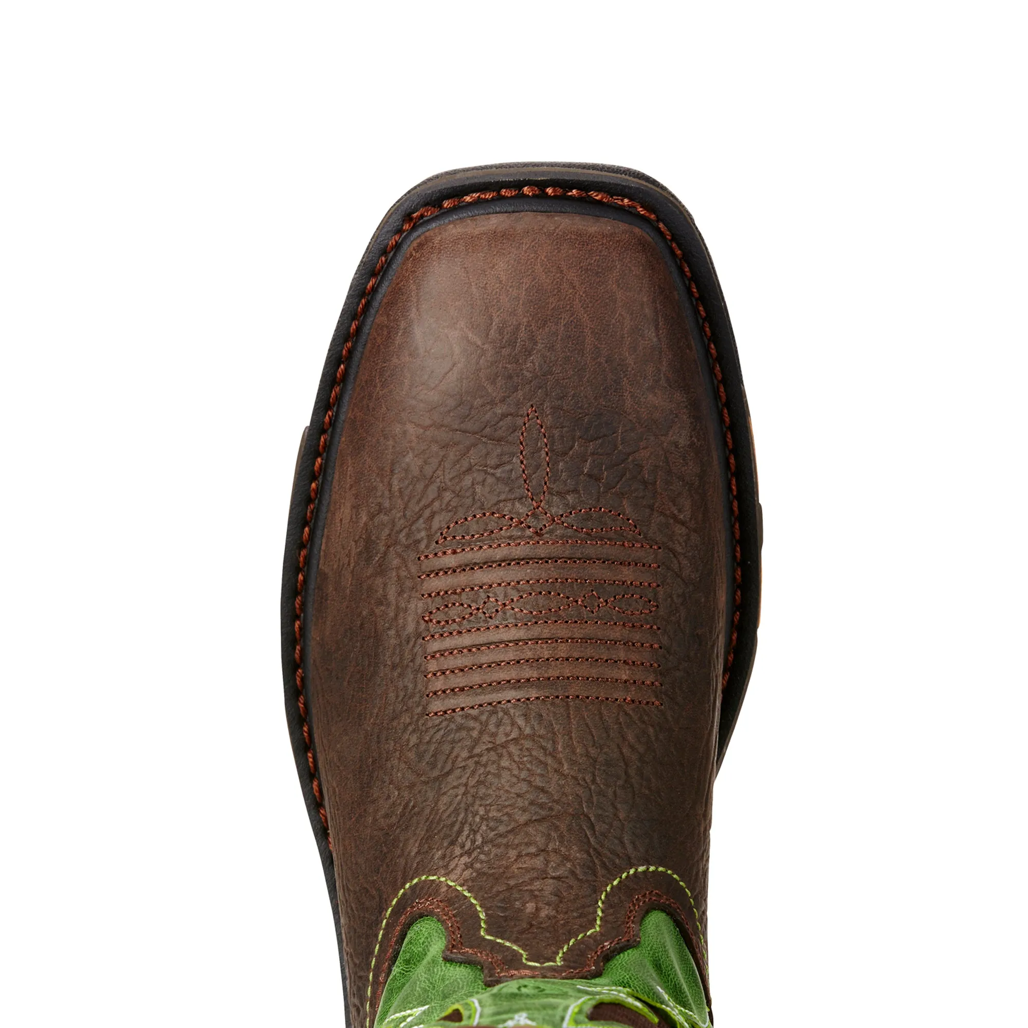 Georgia Boots Logger Boots Ariat Men's WorkHog Wide Square Toe Brown & Green Work Boots 10020083